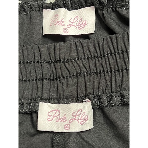 Pink Lily Tank Shorts Set Womens XL Black Crochet Trim Tie Strap Pockets Casual - Picture 2 of 11